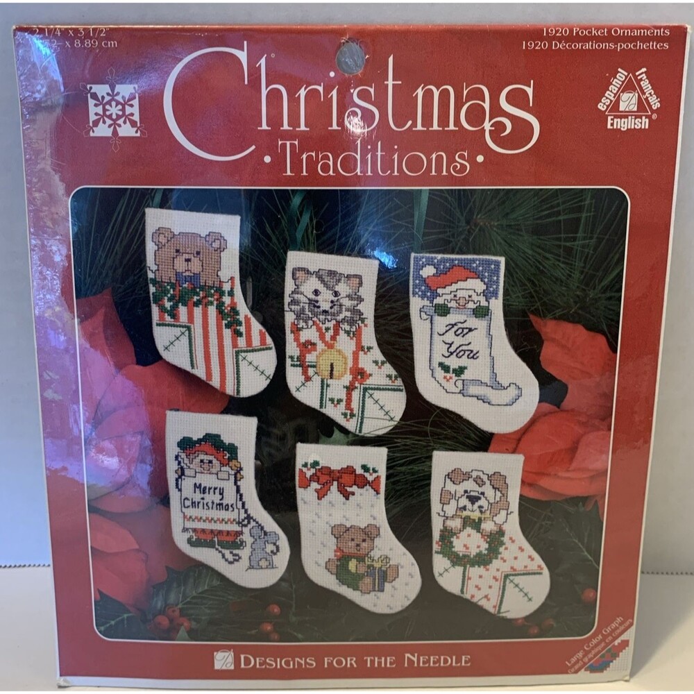 Designs For The Needle Cross Stitch Christmas Tradition 1920 Pocket Ornaments